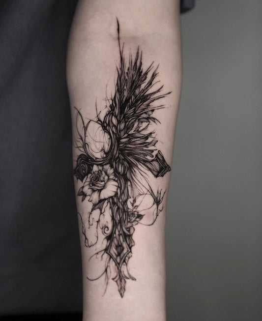 Modèle de tatouage de croix - tktxfrance